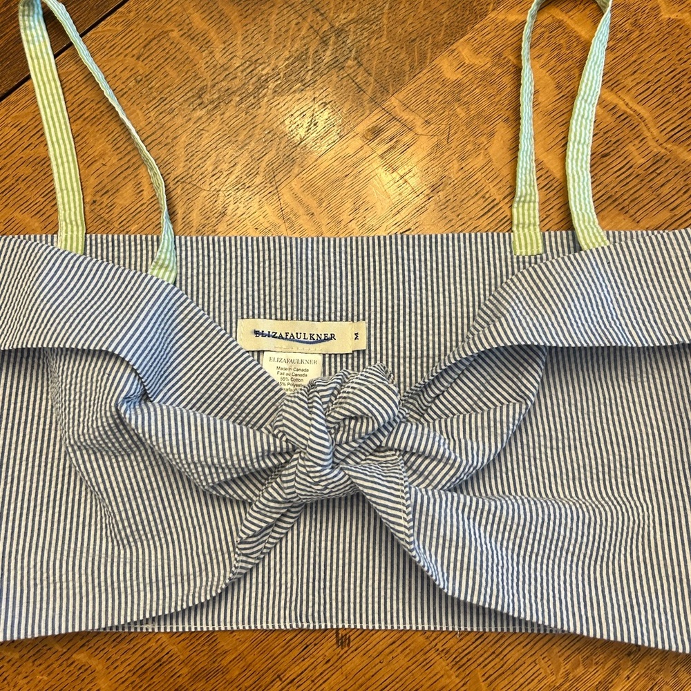 Eliza Faulkner seersucker top M